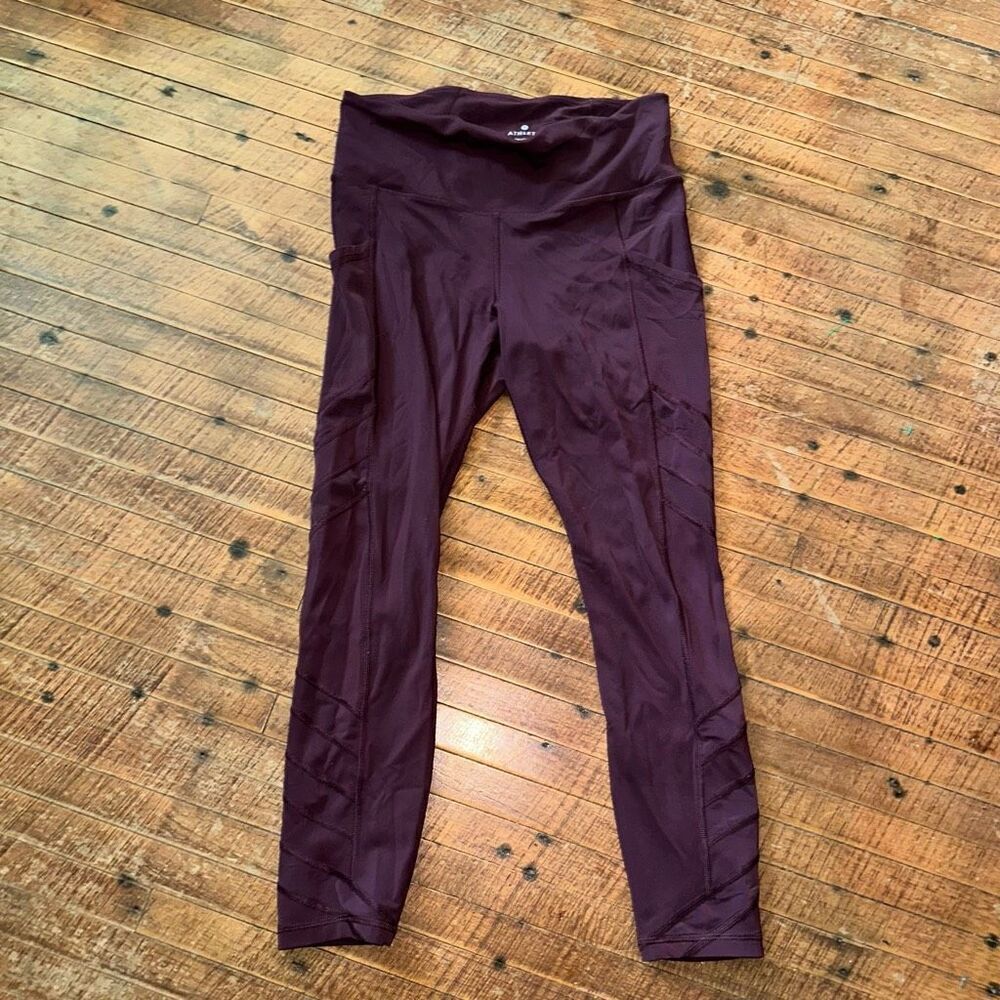 Athleta maroon high impact Salutations high rise leggings